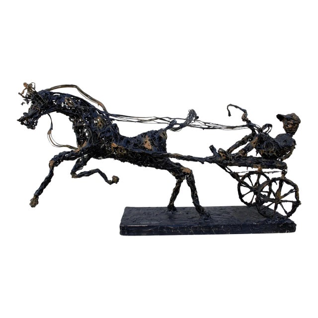 Vintage Paco Valle Horse and Rider Wireframe Brutalist Sculpture For Sale