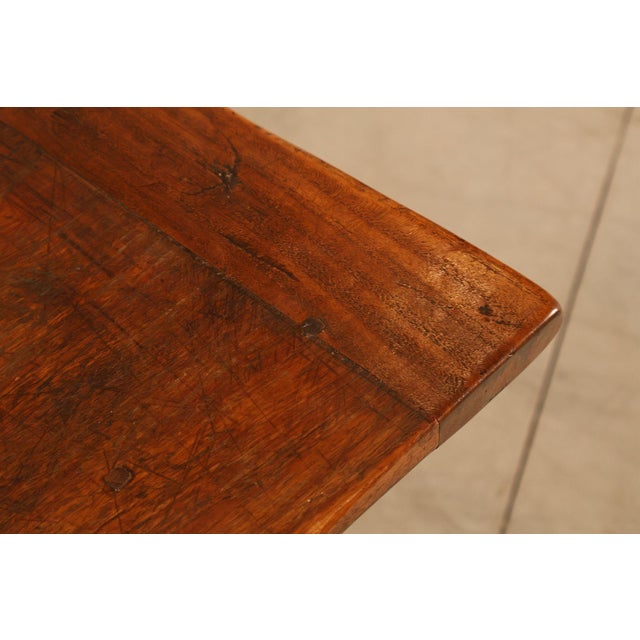 Brown Antique Farmhouse Walnut Draw-Leaf Dining Table For Sale - Image 8 of 18
