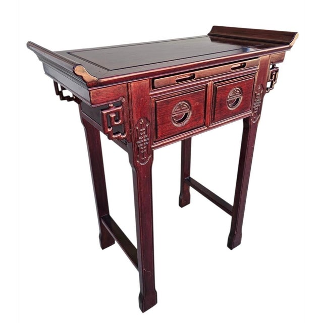 Chinese Mid 20th Century Chinese Rosewood Altar Style Console Table For Sale - Image 3 of 17