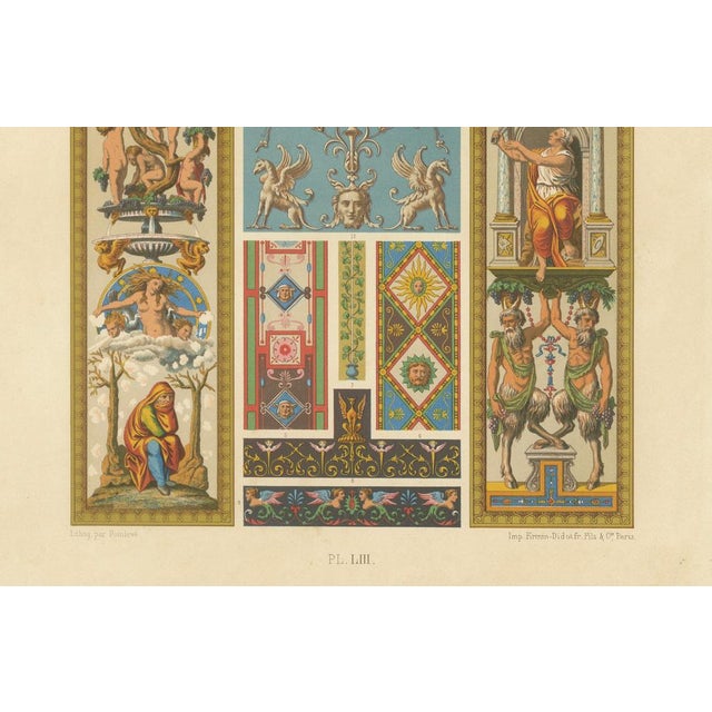 Renaissance Ornament Panel with Mythological Figures and Scrollwork, 1869, Lithograph For Sale - Image 3 of 11
