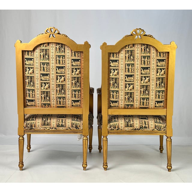 Vintage Andre Originals French Neoclassical Giltwood Armchairs - A Pair For Sale - Image 4 of 14