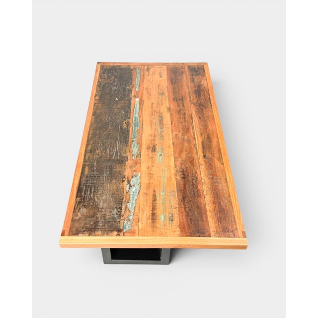 Early 21st Century Vintage Industrial Coffee Table with Reclaimed Wood Top from MDesign, 2010s For Sale - Image 5 of 7