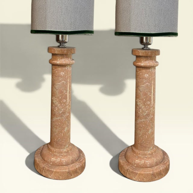 Pink Marble Lamps, Set of 2 For Sale - Image 5 of 8