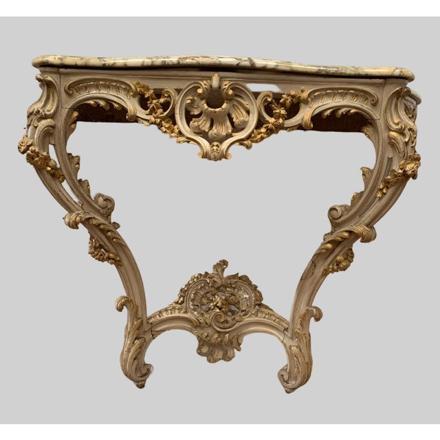 Rococo Console Table in Patinated and Gilded Wood For Sale - Image 9 of 10