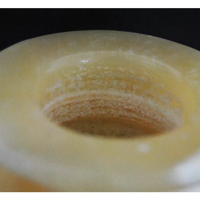 Stone Honey Rose Bud Oriental Alabaster Candle Holder Votive Small Vase For Sale - Image 7 of 8