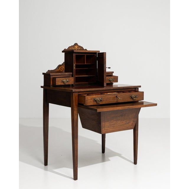 Victorian 19th Century France Victorian Brown Wood Writing Desk For Sale - Image 3 of 10