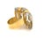 Contemporary Mid 20th Century Modern 18k Two Tone Gold Open Wide Band Ring - Size 5.5 For Sale - Image 3 of 5