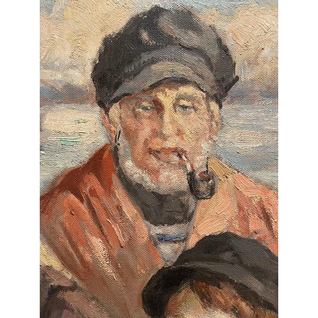 Yves Dieÿ, Breton Fishermen, Oil on Canvas For Sale - Image 4 of 12