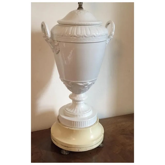Antique 19th Century Neoclassical Kpm Berlin Blanc De Chine White Porcelain Vase Urn Mounted as a Table Lamp For Sale - Image 9 of 10