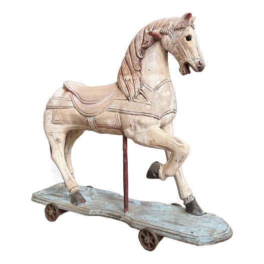 Antique Carved Wooden Horse For Sale