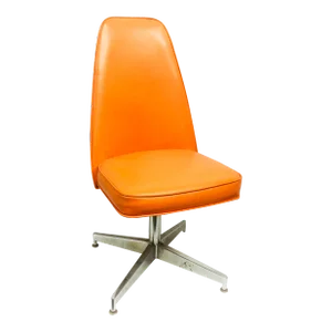 Mid Century Modern Orange Vinyl High Back Chair