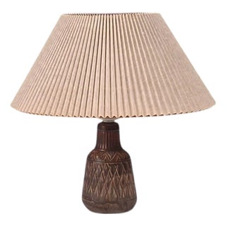 1970s Mid-Century Modern Johgus Bornholm, Rustic Table Lamp, Brown Glazed Ceramic For Sale