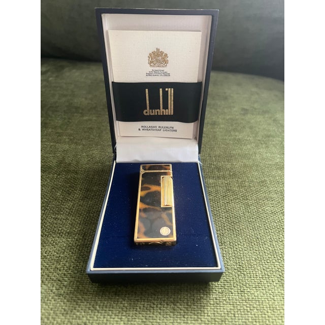 Vintage Dunhill Gold Plated Rare Cognac Marble Lacquer Lighter Original Case For Sale - Image 12 of 18