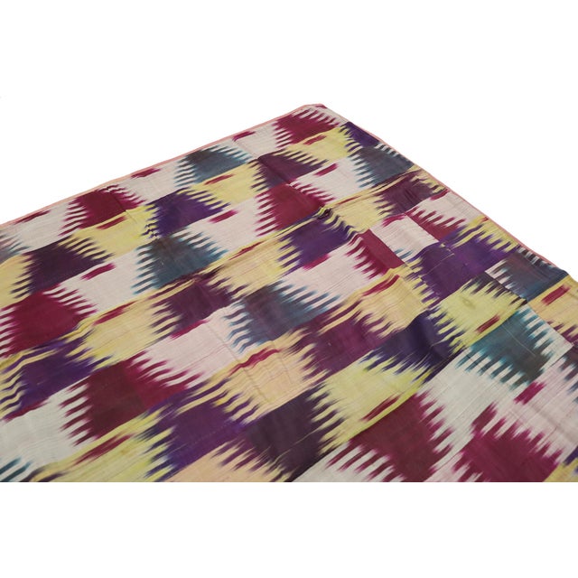 Vintage Uzbek Tribal Silk Ikat Wall Hanging, 1920s For Sale - Image 10 of 16