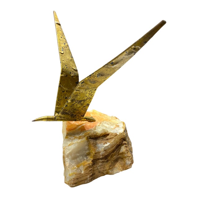Mid 20th Century Mid 20th Century Curtis Jere Abstract Bird Sculpture Metal on Stone Base MCM For Sale - Image 5 of 12