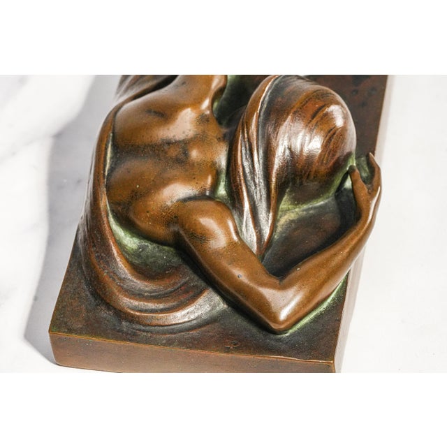 High Relief Female Figure Sculpture Antique Art Nouveau Bronze Paperweight A. Förster & Co. Wien Austria Desk For Sale - Image 14 of 16