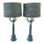 Vintage Hollywood Regency Distressed Robin’s Egg Blue Barley Twist Candelabra Table Lamps With Custom Velvet Shades - a Pair For Sale