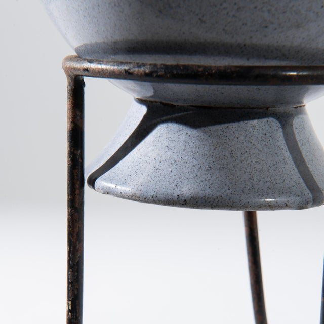 Vintage Central European Enamelled Bowl on Stand For Sale - Image 9 of 9