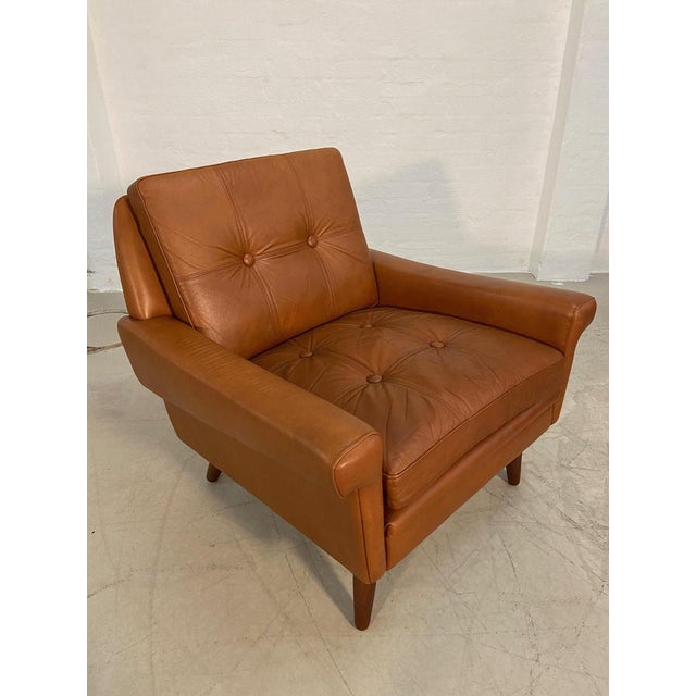 Vintage Danish Lounge Chair in Cognac Leather by Svend Skipper For Sale - Image 12 of 17