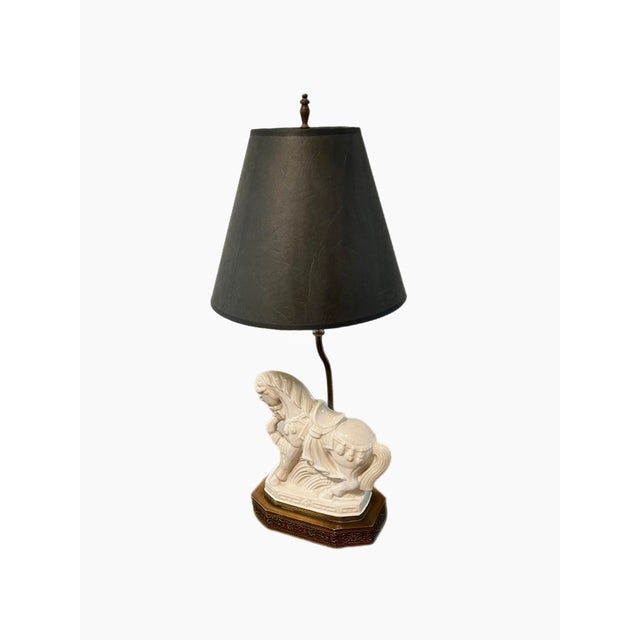 Chinoiserie Chinoiserie Blanc De Chine Tang Horse Table Lamp For Sale - Image 3 of 9