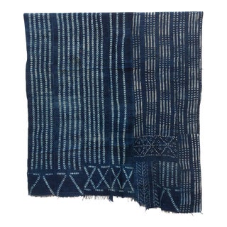 Cascade Indigo Mud Cloth Throw For Sale