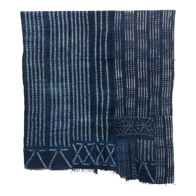 Cascade Indigo Mud Cloth Throw For Sale