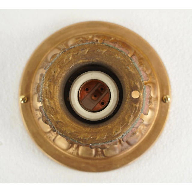 Art Deco Mid 20th Century Art Deco Exposed Bulb Brass Ceiling Flush Mount Light For Sale - Image 3 of 10