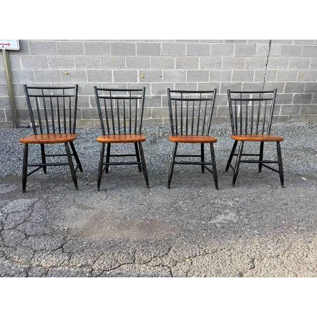 Farmhouse Late 20th Century Set of 4 Attributed toHitchcock Birdcage Dining Side Chairs For Sale - Image 3 of 17