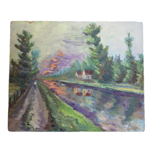 20th Century French Evening Walk Painting