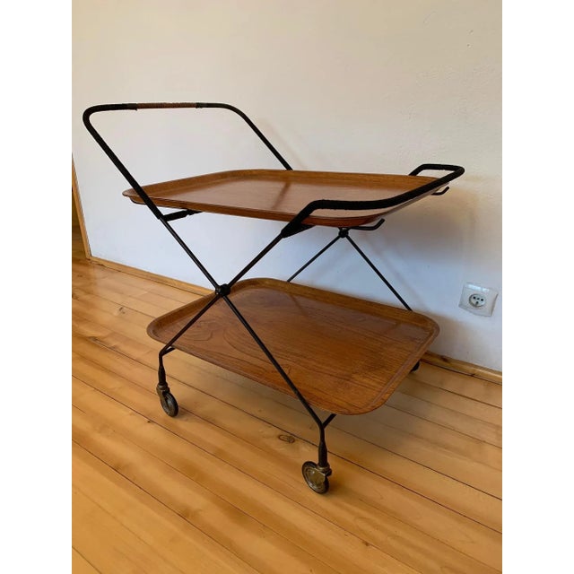 A bar trolley designed by paul nagel, jie gantofta from the 1950s fully original and very good condition. Teak, removable...