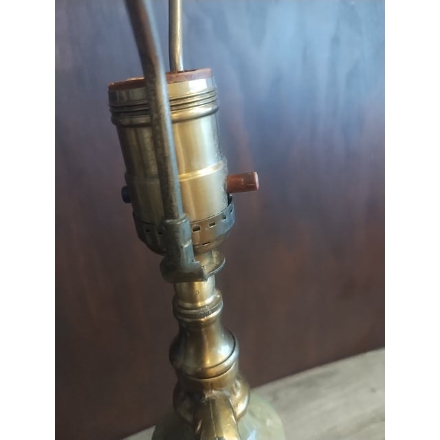 Vintage Green Onyx Marble Urn Trophy Brass Table Lamp Art Deco Nouveau Heavy For Sale - Image 11 of 11