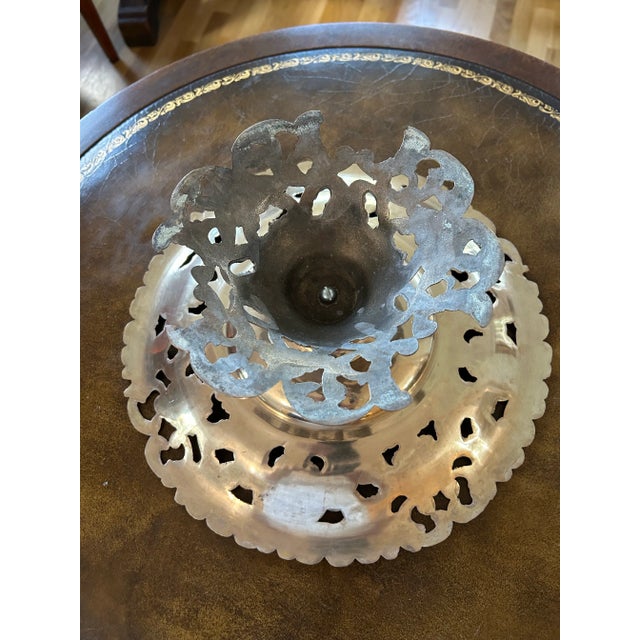 Metal Vintage Solid Brass Italian Tazza or Pedestal Bowl For Sale - Image 7 of 7