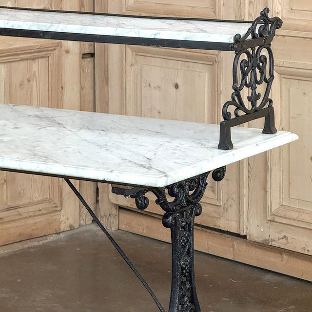 19th Century French Cast Iron Patisserie Display Table With Carrara Marble Tops For Sale - Image 14 of 18