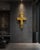 2020s One-of-a-Kind Sculptural Wall Cross in Gilded Metallic Leather For Sale - Image 5 of 5