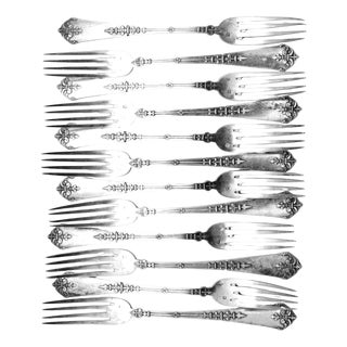 Antique Silver Dessert Forks, 1900s, Set of 12 For Sale