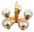 1960s Mid Century Modern Chandelier Light Lamp Brass Oak Wood 5 Light Ceiling Glass For Sale