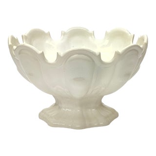 Vintage Secla Portugal White Ironstone Monteith-Style Serving Bowl For Sale