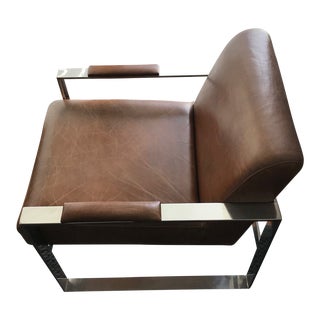 Industry West Brown Leather Bergman Chair For Sale