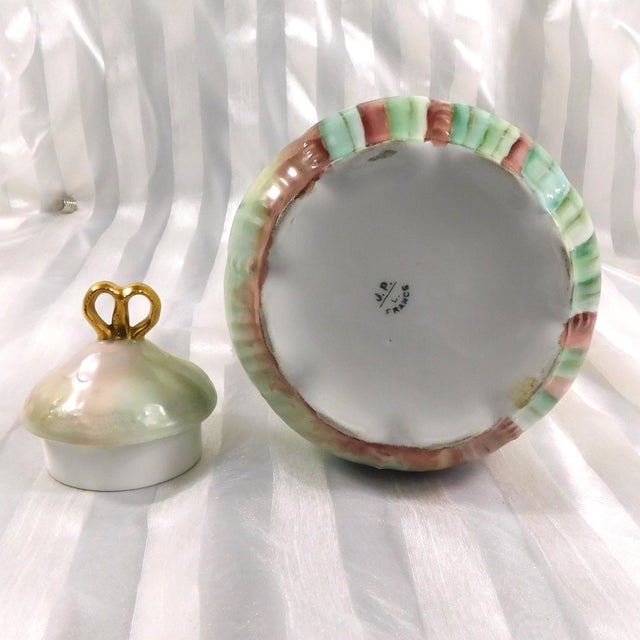 Green 1990s Jean Pouyat Limoges Signed Chocolate Pot Set With Hand Painted Daffodils For Sale - Image 8 of 18