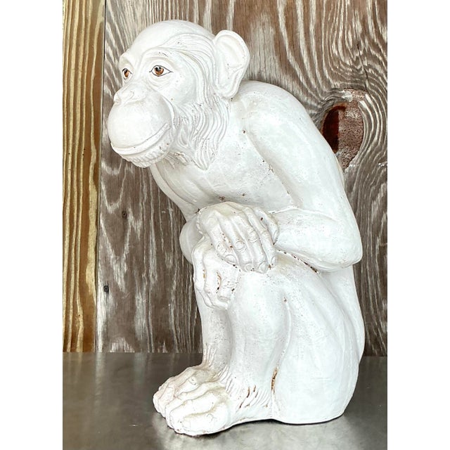 Ceramic Vintage Italian Glazed Ceramic Life Size Monkey For Sale - Image 7 of 9
