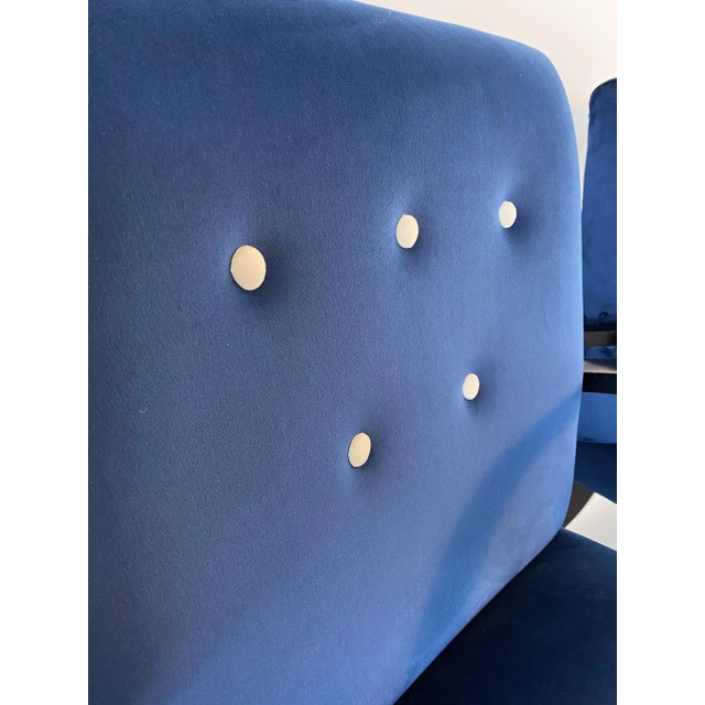 Set of Italian Art Deco Blue Armchairs, 1930s For Sale - Image 6 of 10