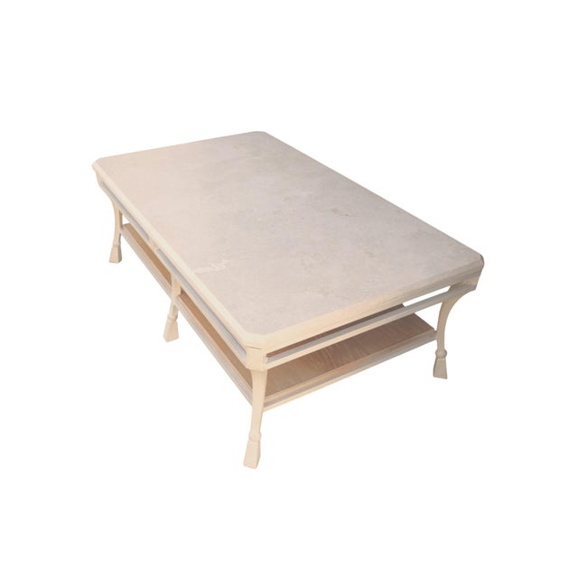 Contemporary Lexington Furniture Travertine and Iron Coffee Table For Sale - Image 3 of 10