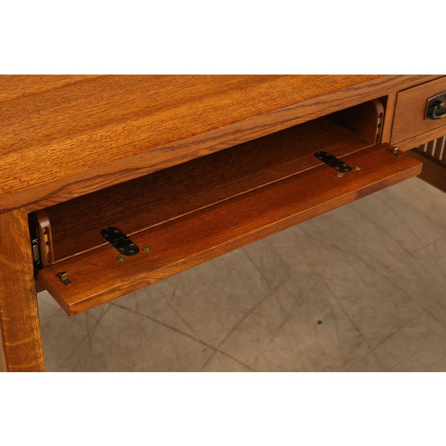 Late 20th Century Stickley Mission Collection Oak Spindle Writing Desk For Sale - Image 5 of 18