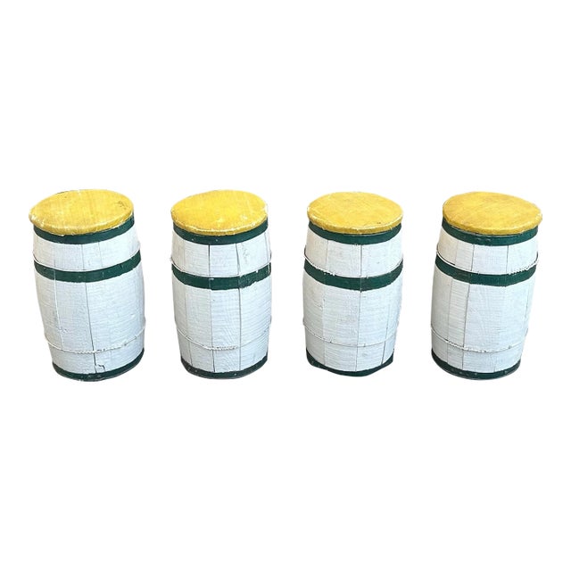 Low Country Painted Wood Fishing Stools - Set of 4 For Sale