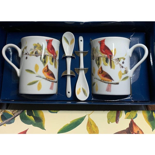 White National Audubon Society Northern Cardinal Mug and Spoon Sets Godinger & Co - 4 pcs with Box For Sale - Image 8 of 8