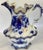 Blue Antique Made in England Flow Blue Large Scale Pitcher For Sale - Image 8 of 16