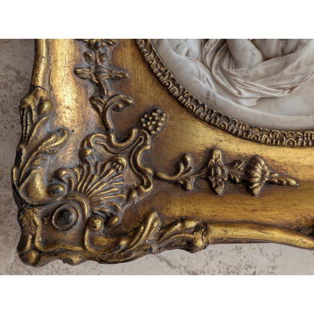 High Relief Marble Plaque of Children With Giltwood Frame - Enrico Braga For Sale In Detroit - Image 6 of 8