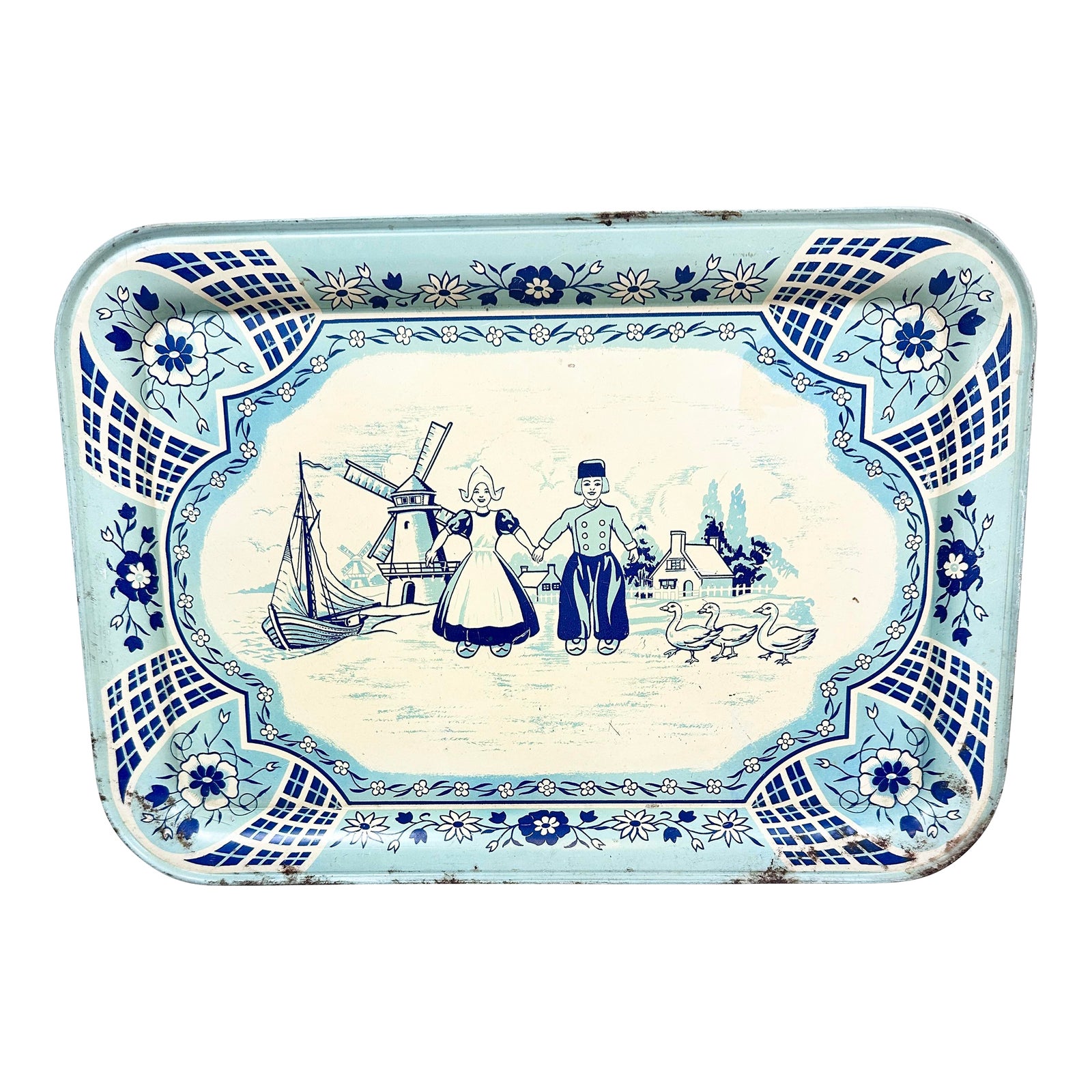 Vintage Dutch Tin Serving Tray | Chairish