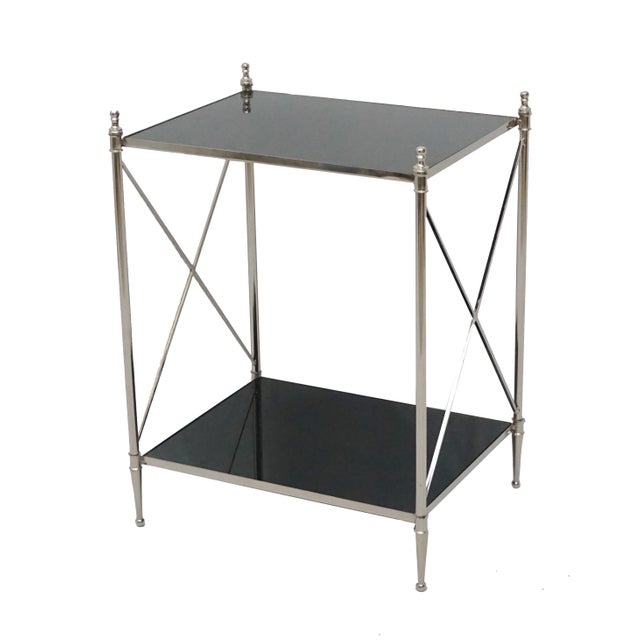 Wade Contemporary Square Accent Side Table With Black Mirror Top Chairish