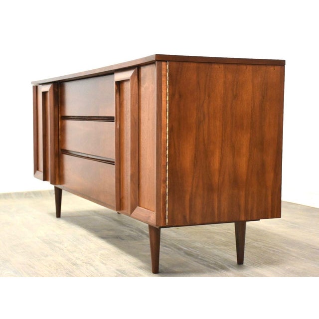 Mid-Century Modern 1960s Refinished Walnut Long Dresser For Sale - Image 3 of 10